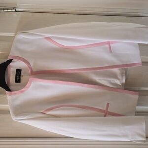 BLACK LABEL EVAN-PICONE WOMENS WHITE/PINK OPEN PROFESSIONAL BLAZER JACKET SIZE 4